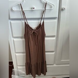 Brown spaghetti strap mini dress